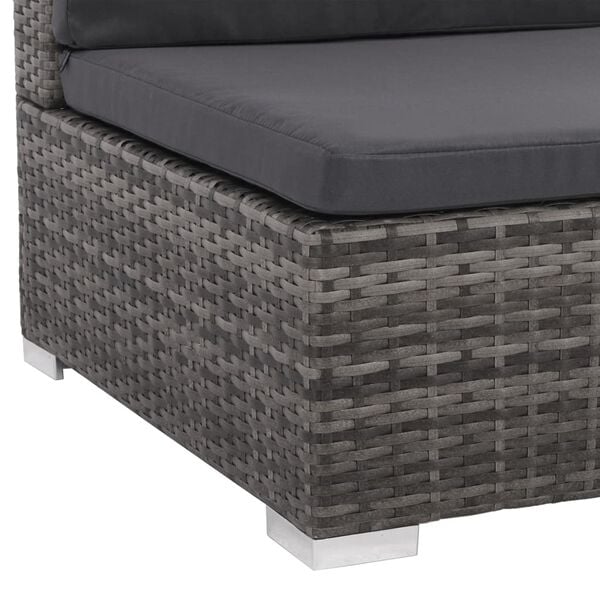 vidaXL 6 Piece Garden Lounge Set with Cushions Poly Rattan grey