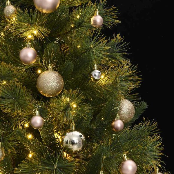 vidaXL Artificial Hinged Christmas Tree 150 LEDs & Ball Set 120 cm
