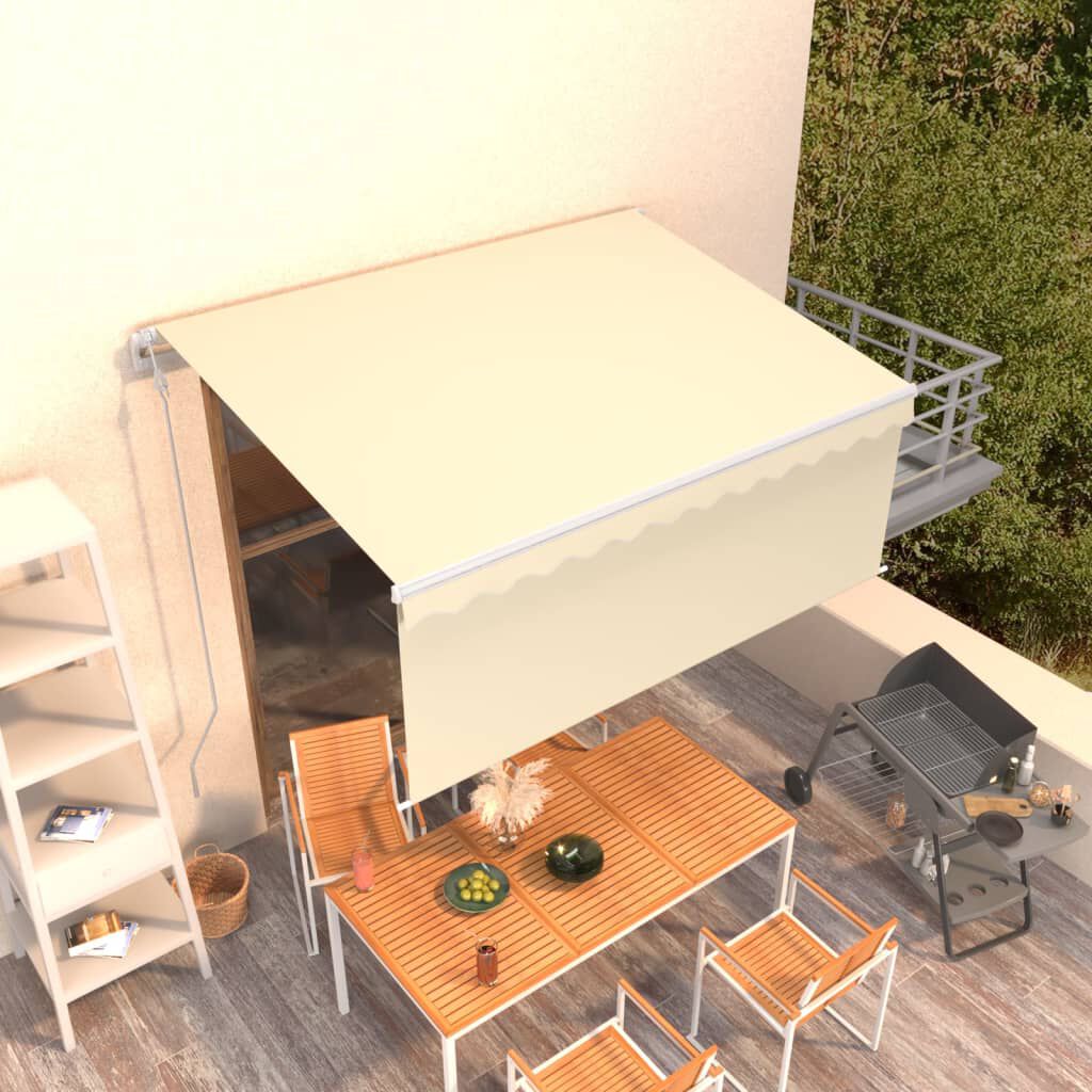 vidaXL Automatic Retractable Awning with Blind 3x2.5m Cream