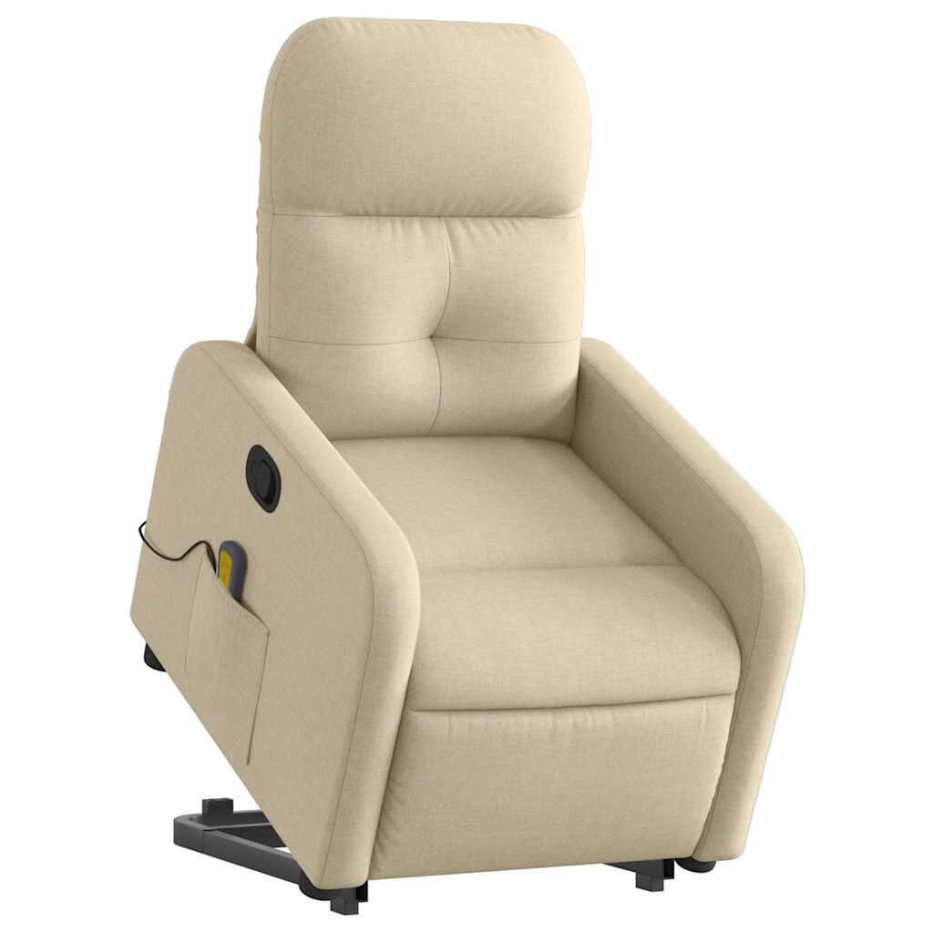 vidaXL Stand up Massage Recliner Chair Cream Fabric
