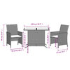 vidaXL 3 Piece Bistro Set with Cushions Brown Poly Rattan