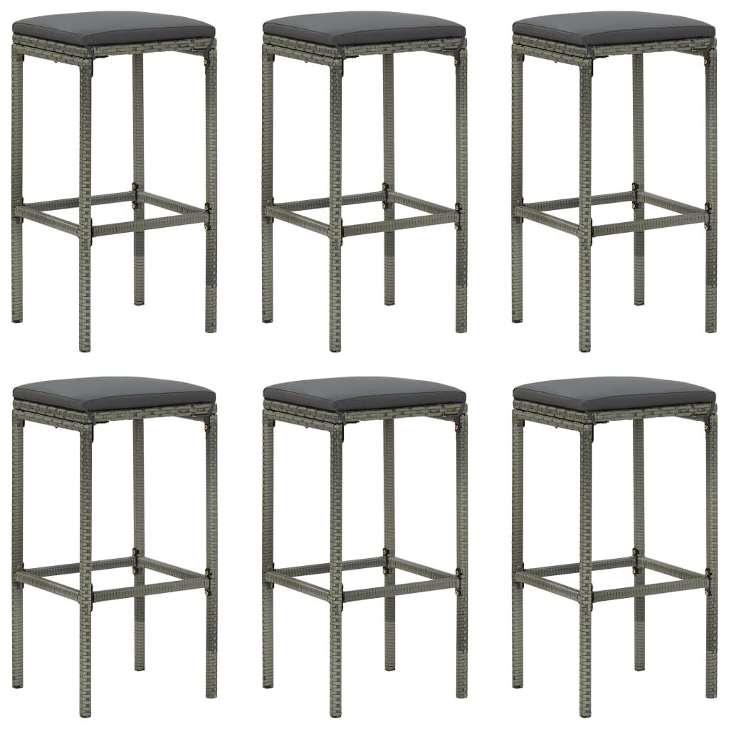 vidaXL 7 Piece Garden Bar Set with Cushions Poly Rattan Grey