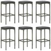 vidaXL 7 Piece Garden Bar Set with Cushions Poly Rattan Grey