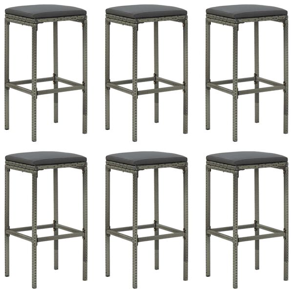 vidaXL 7 Piece Garden Bar Set with Cushions Poly Rattan Grey