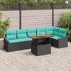 vidaXL Garden Dining Set with Cushion 7 pcs Black and Teal