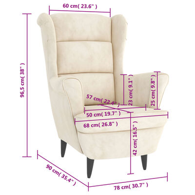 vidaXL Armchair Cream White Velvet