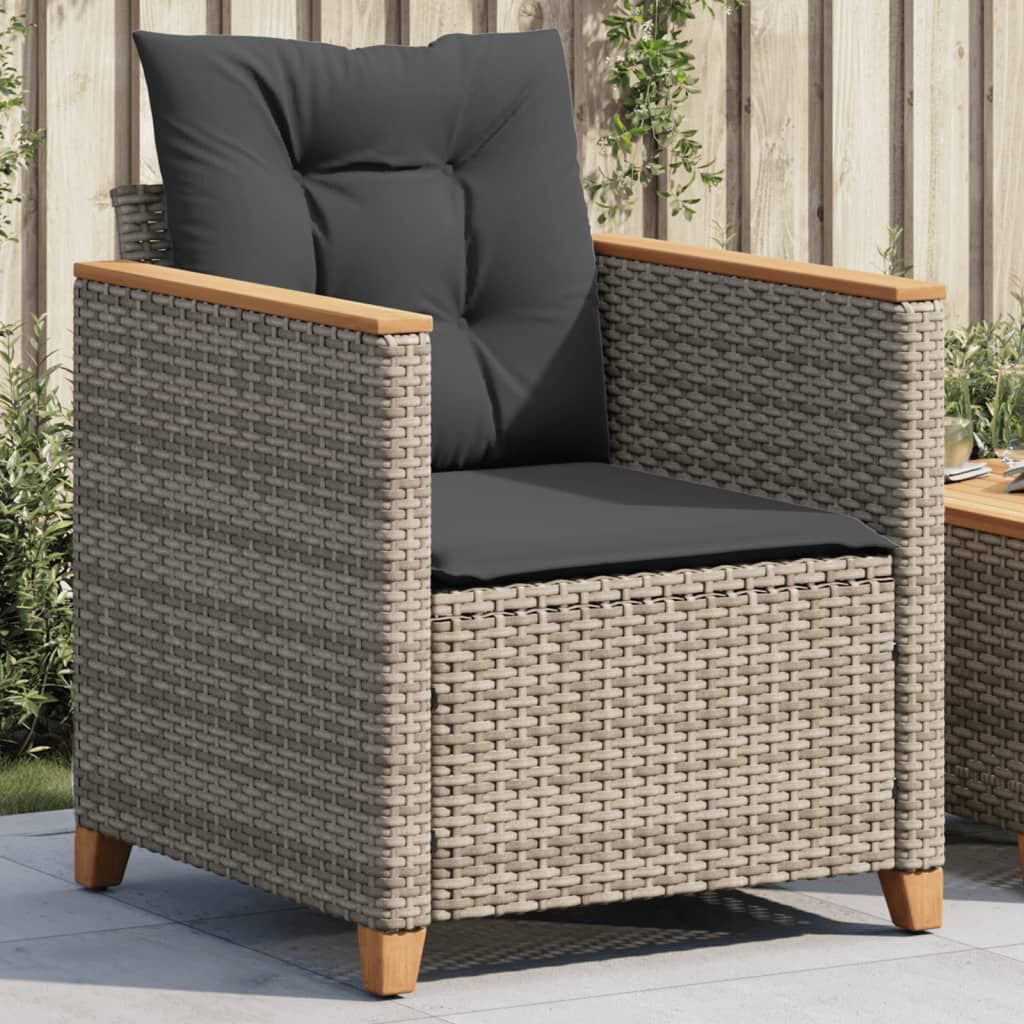 vidaXL Garden Chair with Cushions Grey Poly Rattan