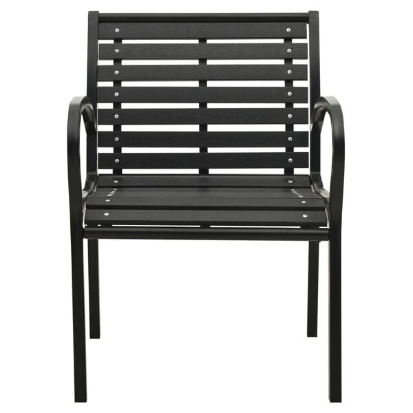 vidaXL Garden Chairs 2 pcs Steel and WPC Black
