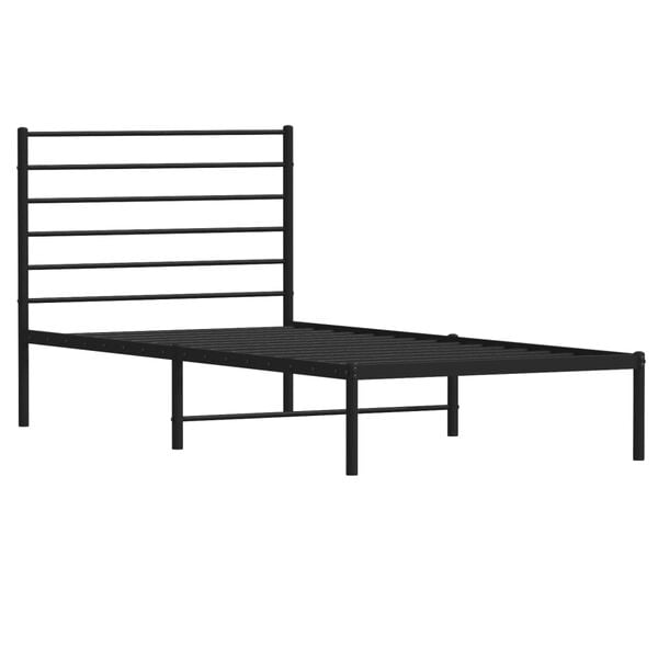 vidaXL Metal Bed Frame without Mattress with Headboard Black 100x190cm