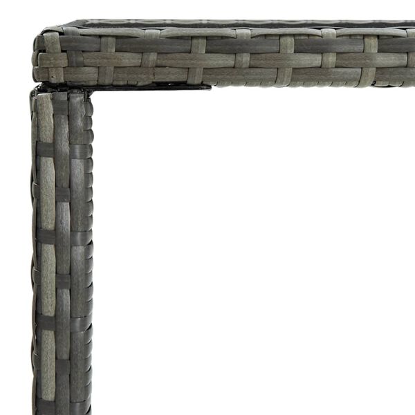 vidaXL Garden Bar Table Grey 70x70x110 cm Poly Rattan and Glass