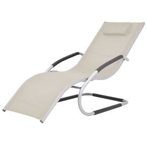 vidaXL Sun Lounger with Pillow Aluminium and Textilene Cream