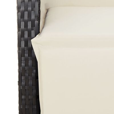 vidaXL 3 Piece Garden Dining Set with Cushions Black Poly Rattan