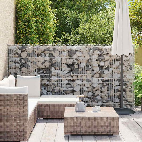 vidaXL Gabion Basket with Lids Galvanised Wire 150 x 100 x 30 cm