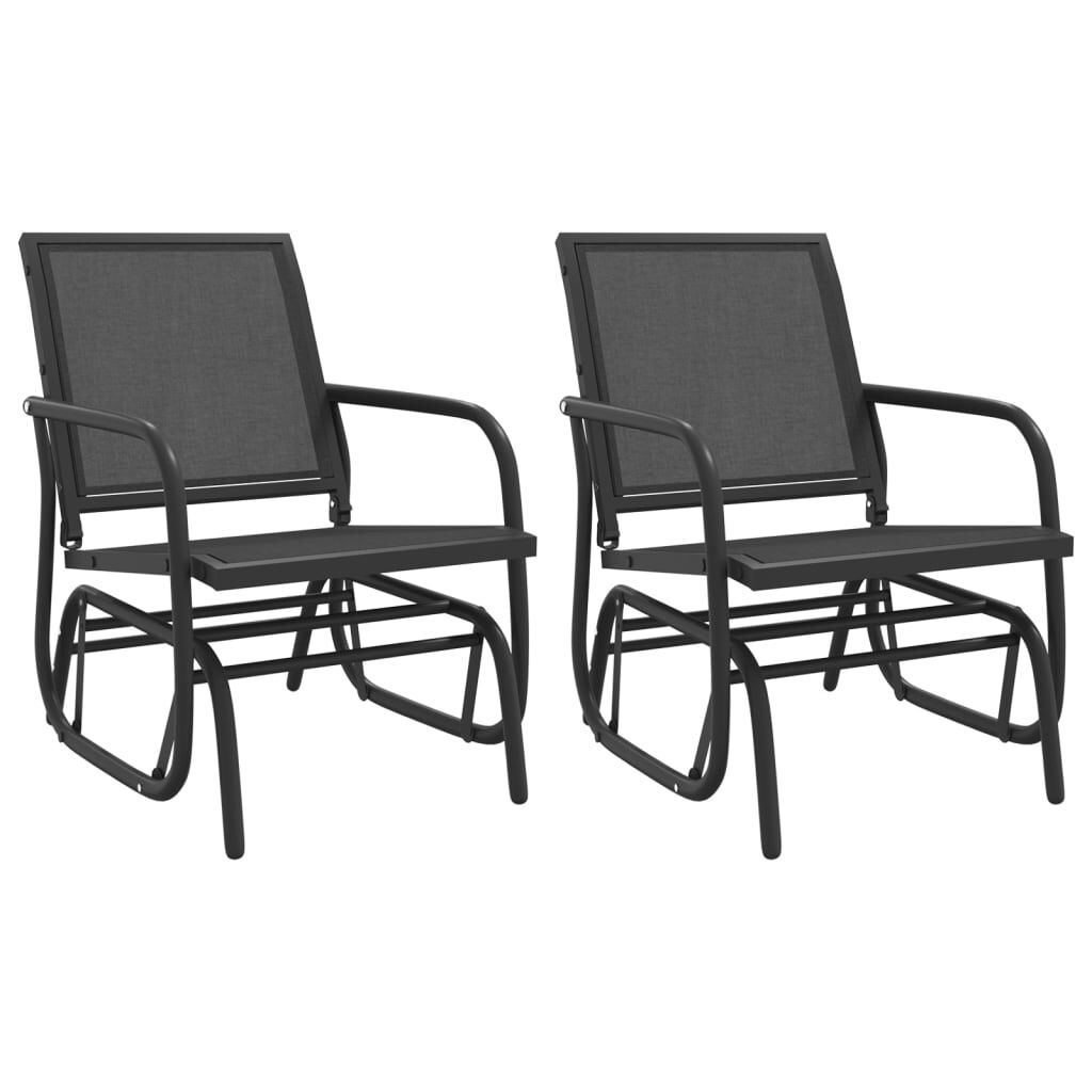 vidaXL 3 Piece Garden Glider Lounge Set Black Textilene and Steel