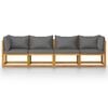 vidaXL 4-Seater Garden Sofa with Cushion Solid Acacia Wood