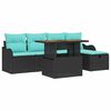 vidaXL Garden Sofa Set with Cushion 6 pcs Black Poly rattan
