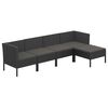 vidaXL 5 Piece Garden Lounge Set with Cushions Poly Rattan Black