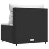 vidaXL Garden Middle Sofa with Cushions Black Poly Rattan