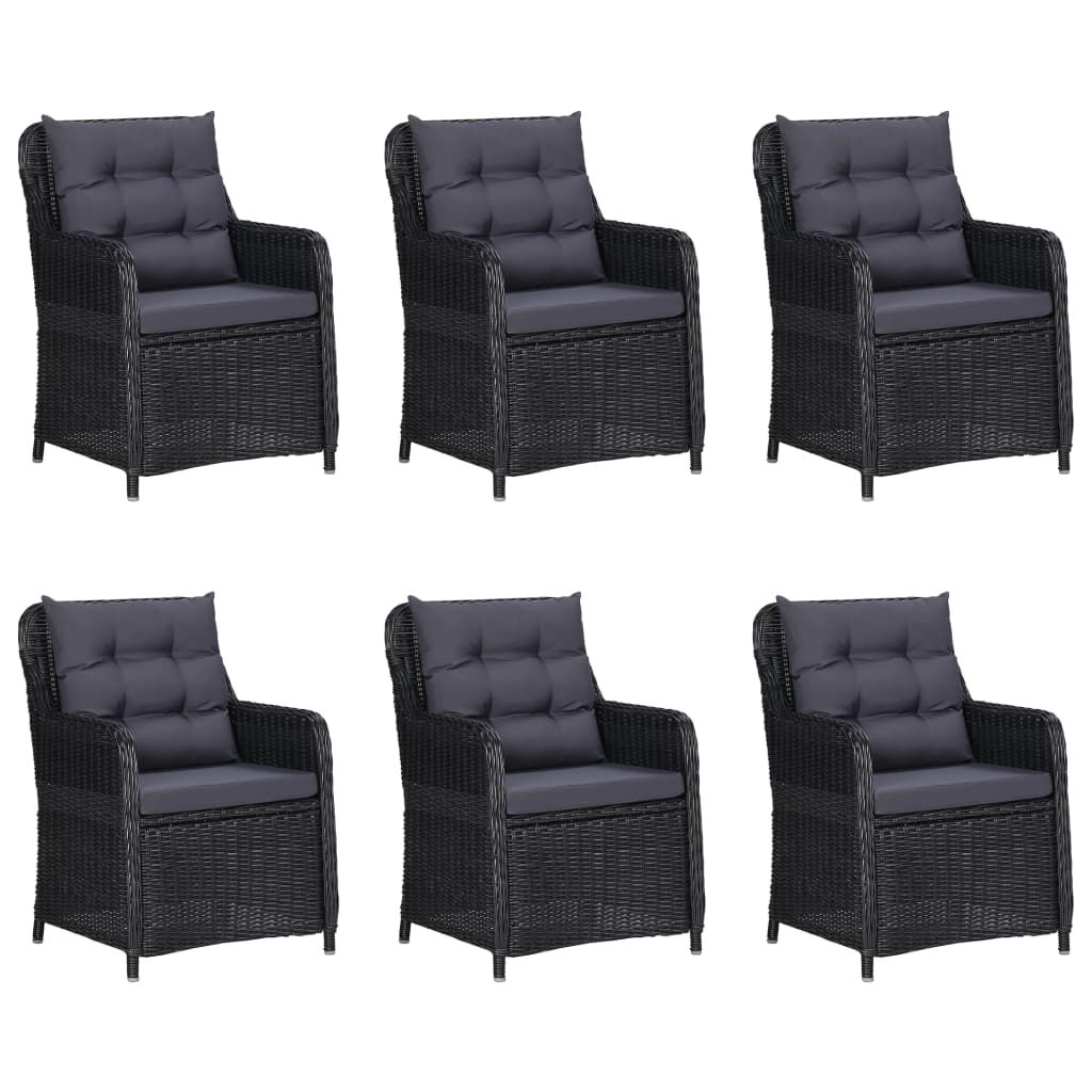 vidaXL 7 Piece Garden Dining Set Black