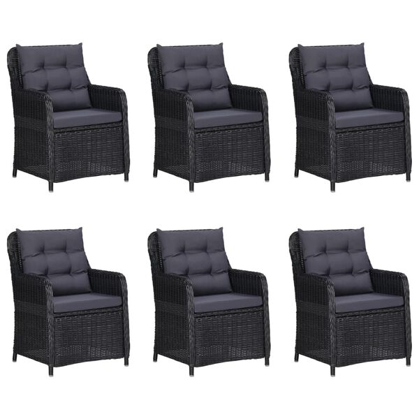 vidaXL 7 Piece Garden Dining Set Black