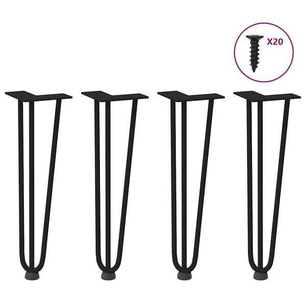 vidaXL Hairpin Legs for Coffee Table 4 pcs Black 42 cm Solid Steel
