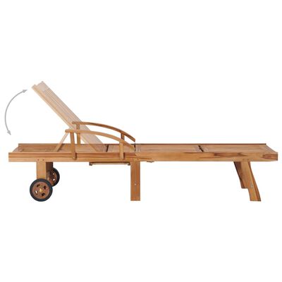 vidaXL Sun Lounger with Anthracite Cushion Solid Teak Wood