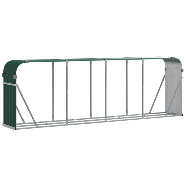 vidaXL Log Holder Green 300x45x100 cm Galvanised Steel