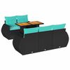 vidaXL 6 Piece Garden Sofa Set with Cushions Black Poly Rattan