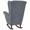 vidaXL Rocking Chair with Solid Wood Rubber Legs Dark Grey Velvet