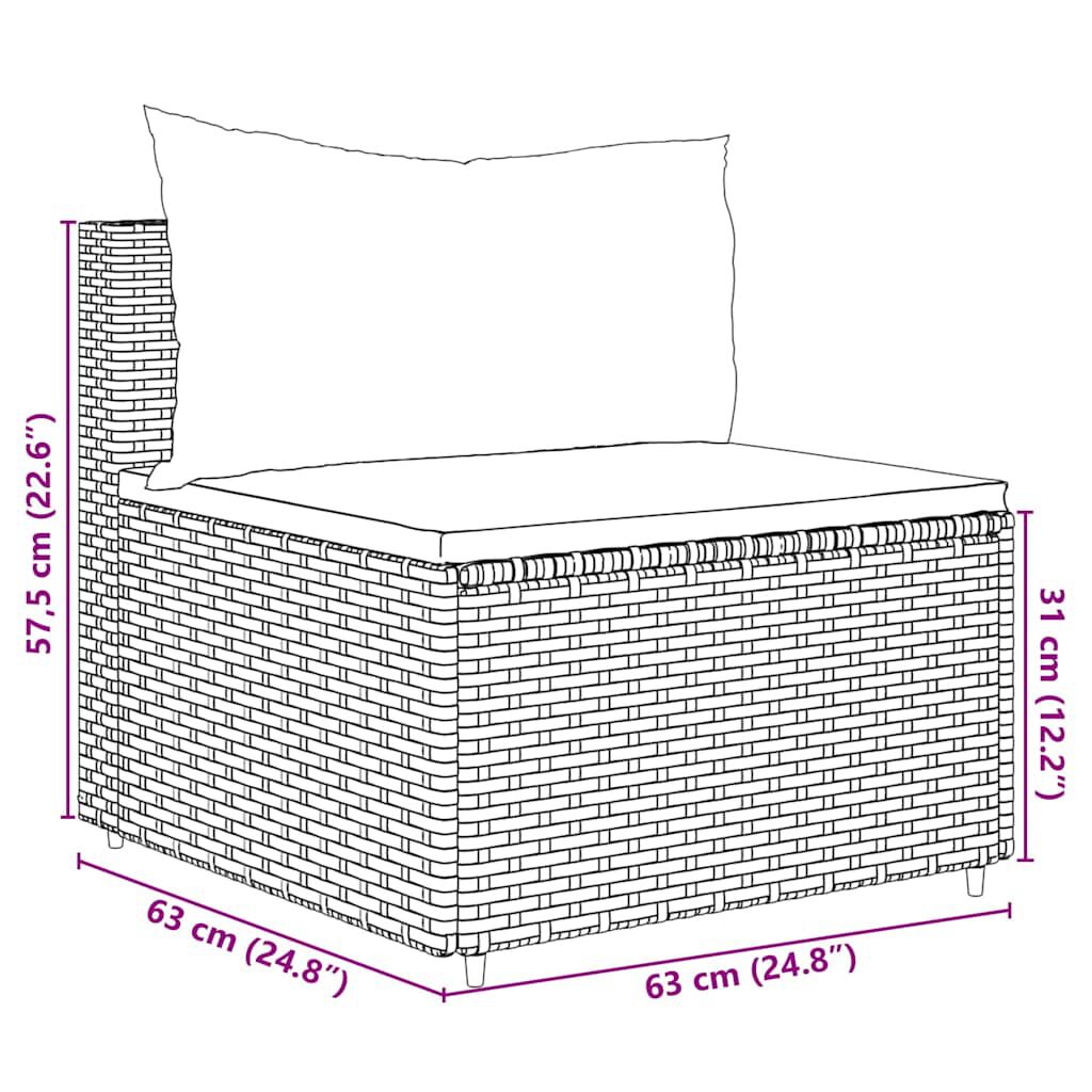 vidaXL 7 Piece Garden Lounge Set with Cushions Black Poly Rattan