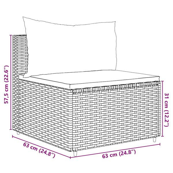 vidaXL 7 Piece Garden Lounge Set with Cushions Black Poly Rattan