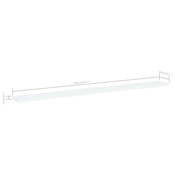 vidaXL Bookshelf Boards 4 pcs White 100x10x1.5 cm Engineered Wood