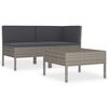 vidaXL 3 Piece Garden Lounge Set with Cushions Poly Rattan Black