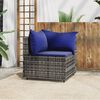 vidaXL Garden Corner Sofa with Cushions Grey Poly Rattan