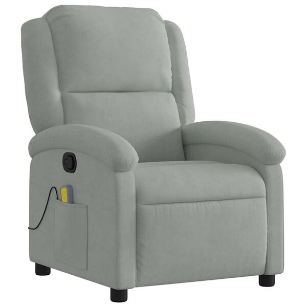 vidaXL Massage Recliner Chair Light Grey Velvet