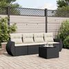 vidaXL 5 Piece Garden Sofa Set with Cushions Black Poly Rattan