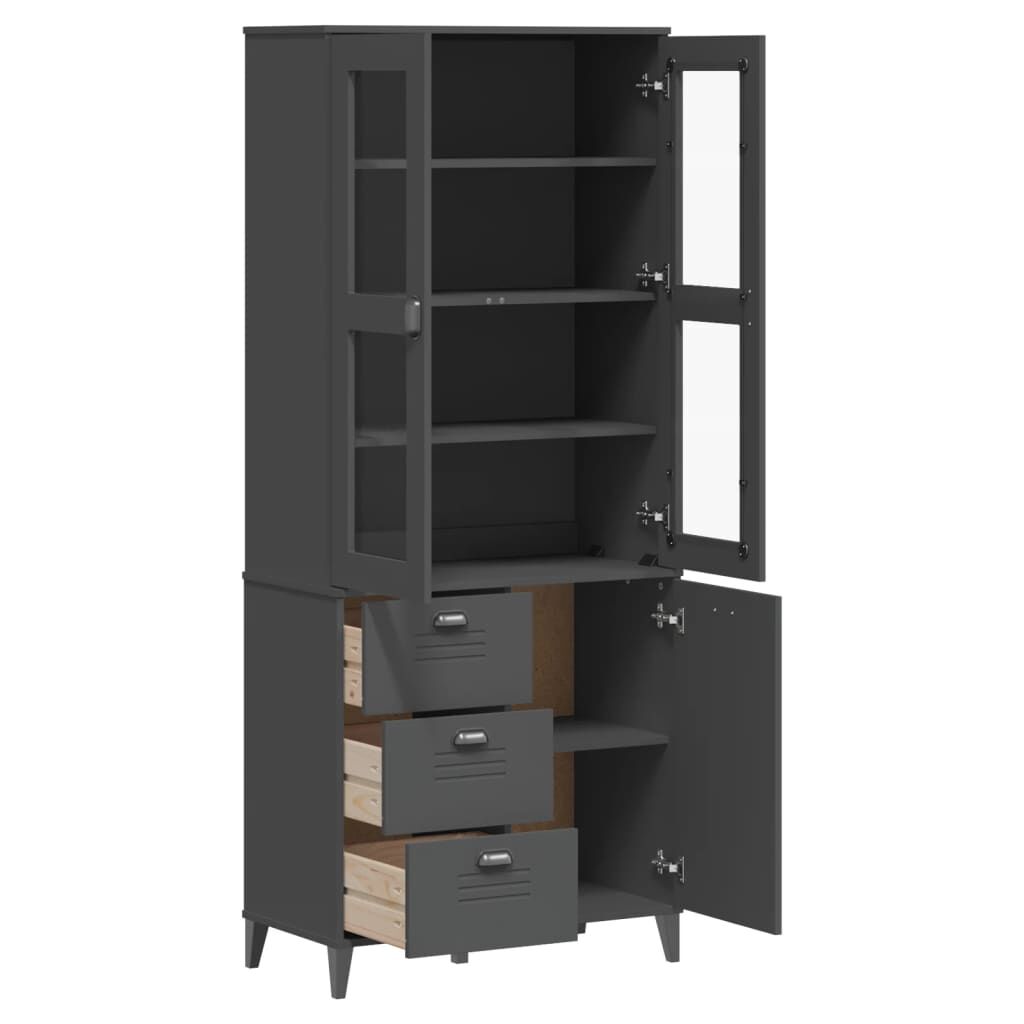 vidaXL Highboard VIKEN Anthracite Grey 80x40x190 cm Solid Wood Pine