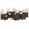 vidaXL Garden Dining Set with Cushion 7 pcs Brown Poly Rattan