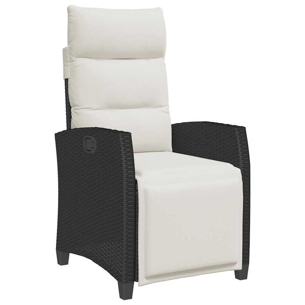 vidaXL Reclining Garden Chair with Side Table Black Poly Rattan