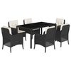 vidaXL 7 Piece Garden Dining Set with Cushions Black Poly Rattan