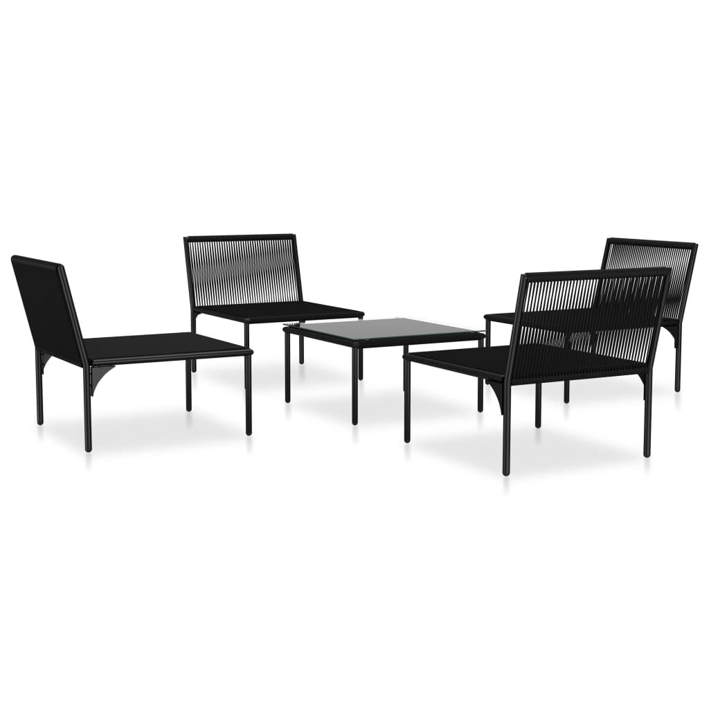 vidaXL 5 Piece Garden Lounge Set with Cushions Black PVC