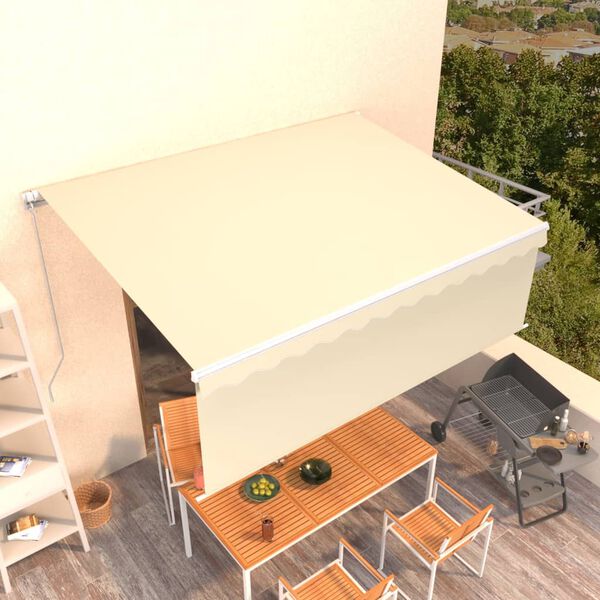 vidaXL Manual Retractable Awning with Blind 4x3m Cream
