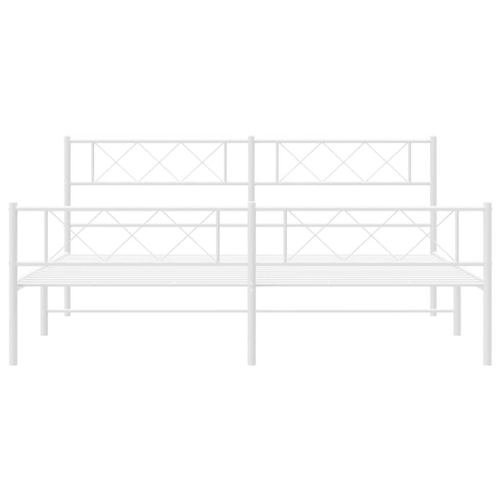 vidaXL Metal Bed Frame without Mattress with Footboard White 183x213cm