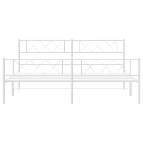 vidaXL Metal Bed Frame without Mattress with Footboard White 183x213cm