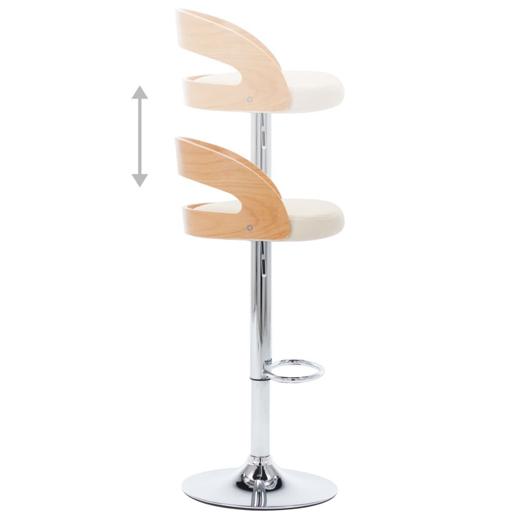 vidaXL Bar Stools 2 pcs Cream Faux Leather and Bentwood