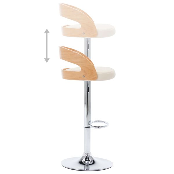 vidaXL Bar Stools 2 pcs Cream Faux Leather and Bentwood