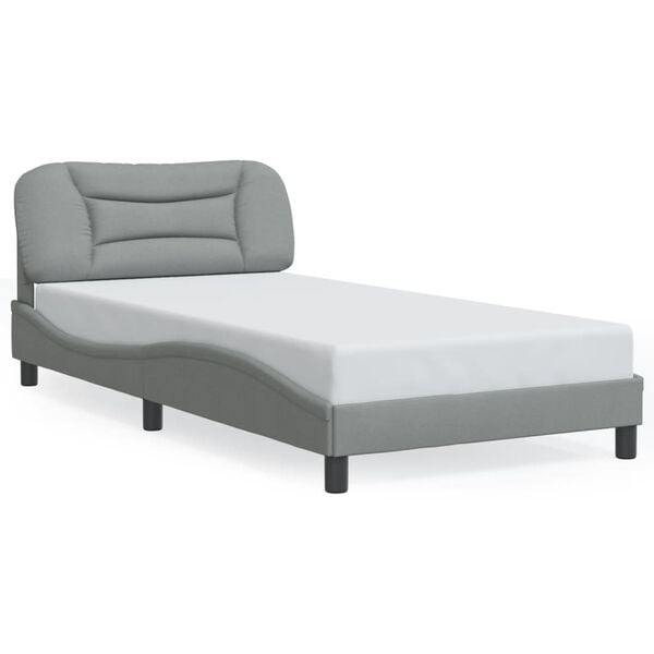 vidaXL Bed Frame without Mattress "Hvar" Light Grey 100x190 cm Fabric