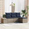 vidaXL Sofa Set with Cushion 4 pcs Grey Poly Rattan