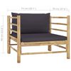 vidaXL 7 Piece Garden Lounge Set with Dark Grey Cushions Bamboo