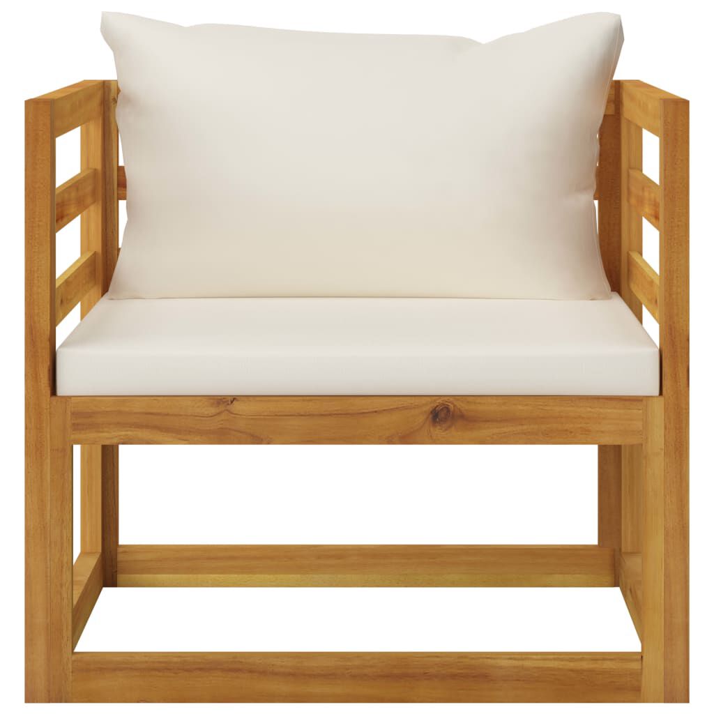 vidaXL 7 Piece Garden Lounge Set with Cushion Cream Solid Acacia Wood